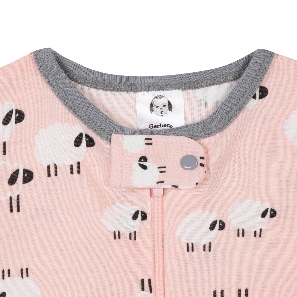 2-Pack Organic Baby Girls Sheep Snug Fit Footed Pajamas, additional view 5