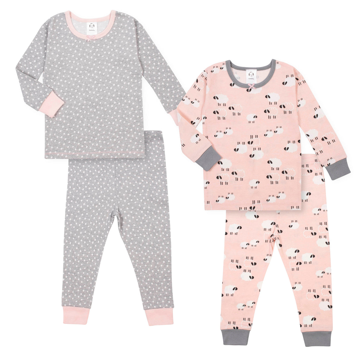 4-Piece Organic Toddler Girls Sheep Snug Fit Pajamas