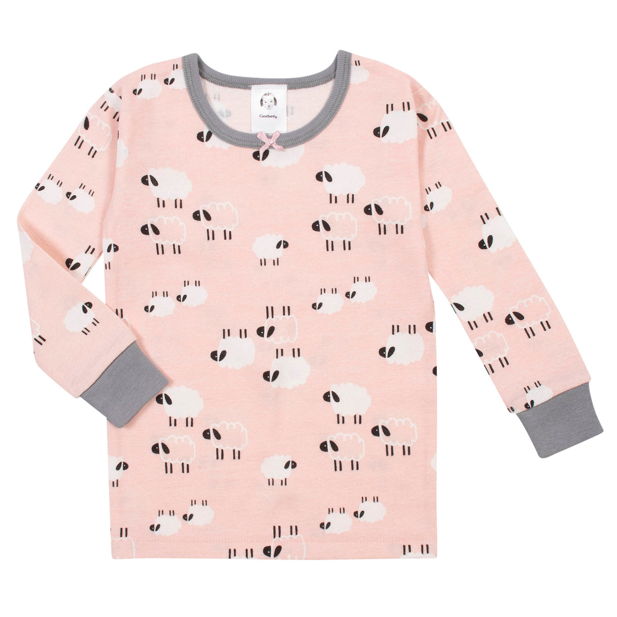 4-Piece Organic Toddler Girls Sheep Snug Fit Pajamas, additional view 1
