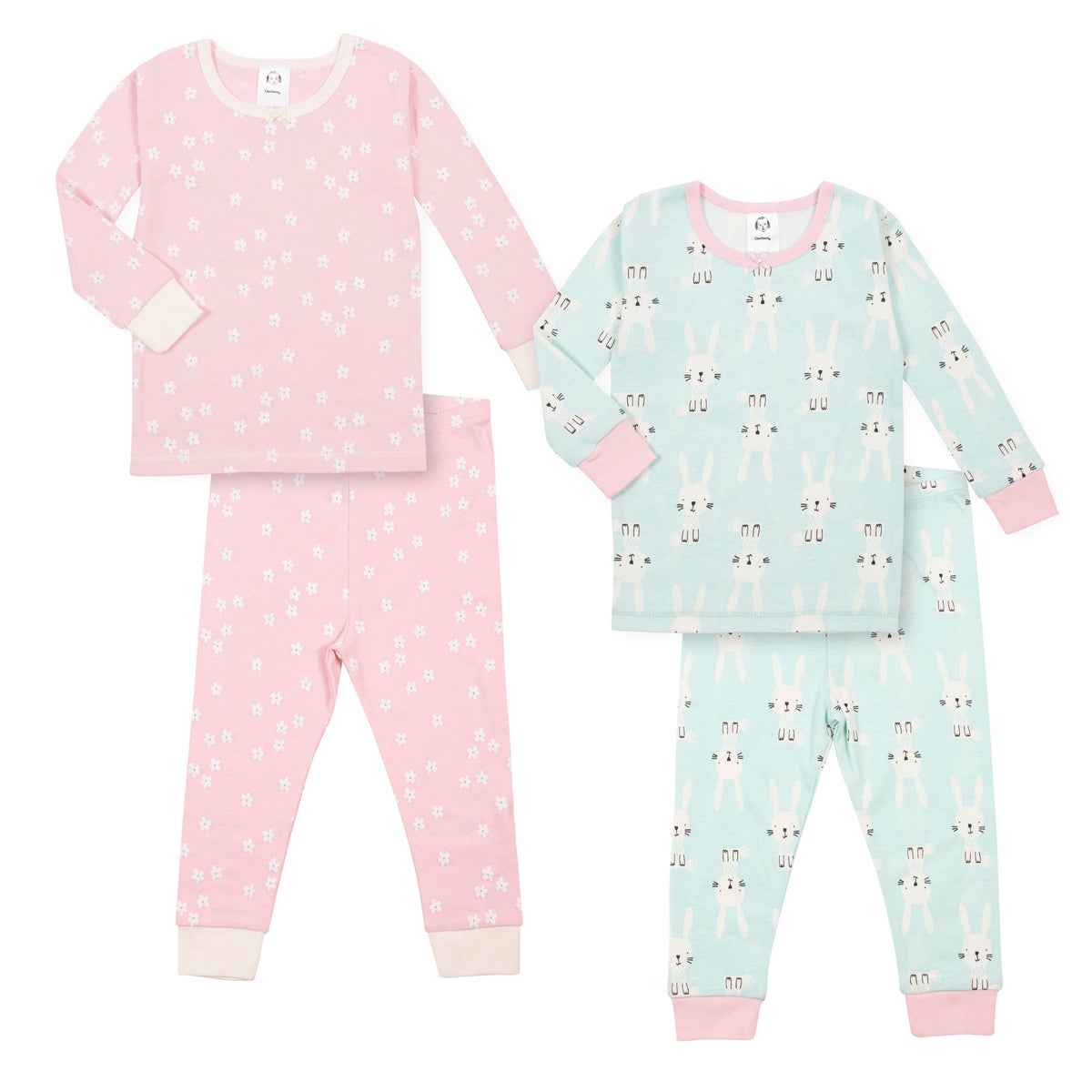 4-Piece Organic Girls Snug Fit Bunny Pajamas