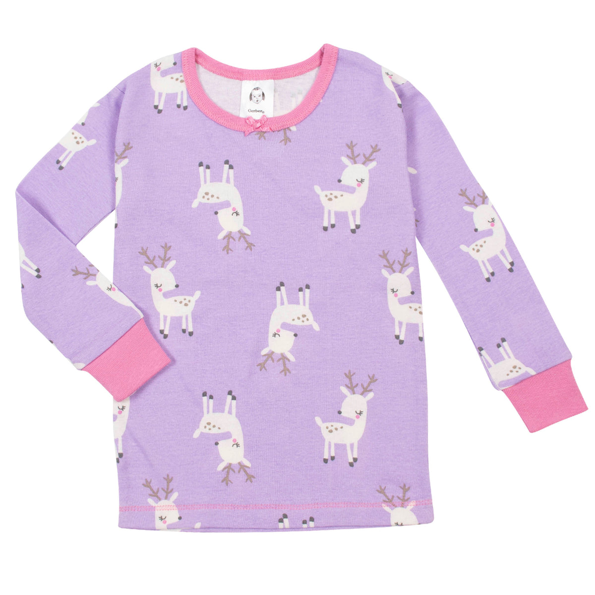 4-Piece Organic Toddler Girls Reindeer Snug Fit Pajamas, additional view 1