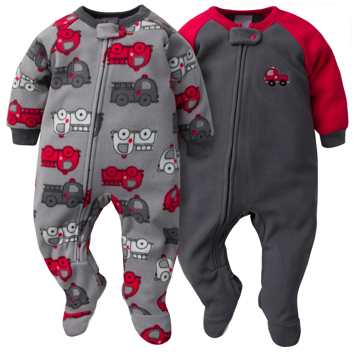 4-Pack Baby & Toddler Boys Fire Truck & Gingham Fleece Pajamas, view 4