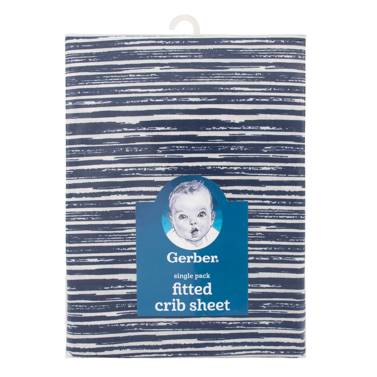 Baby Boys Navy Striped Fitted Crib Sheet, additional view 1