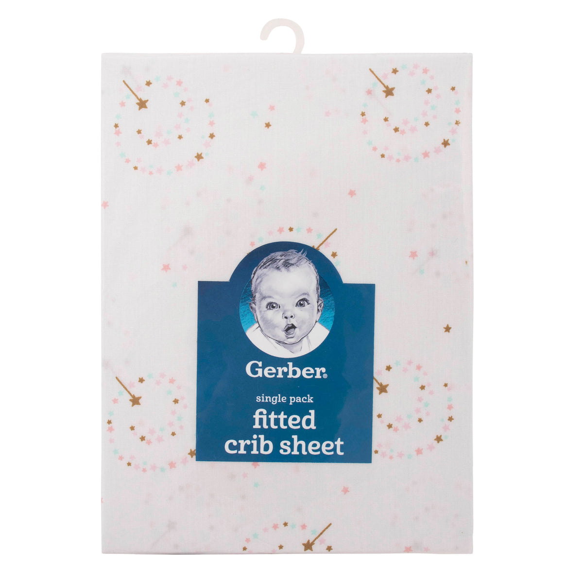 Girls Pink Sparkle Fitted Crib Sheet, additional view 1
