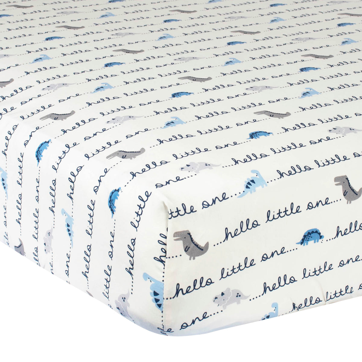 Boys Hello Little One Dinosaur Fitted Crib Sheet
