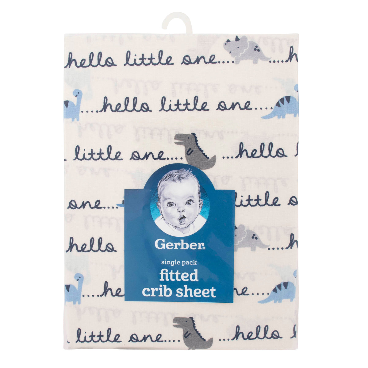 Boys Hello Little One Dinosaur Fitted Crib Sheet, additional view 1