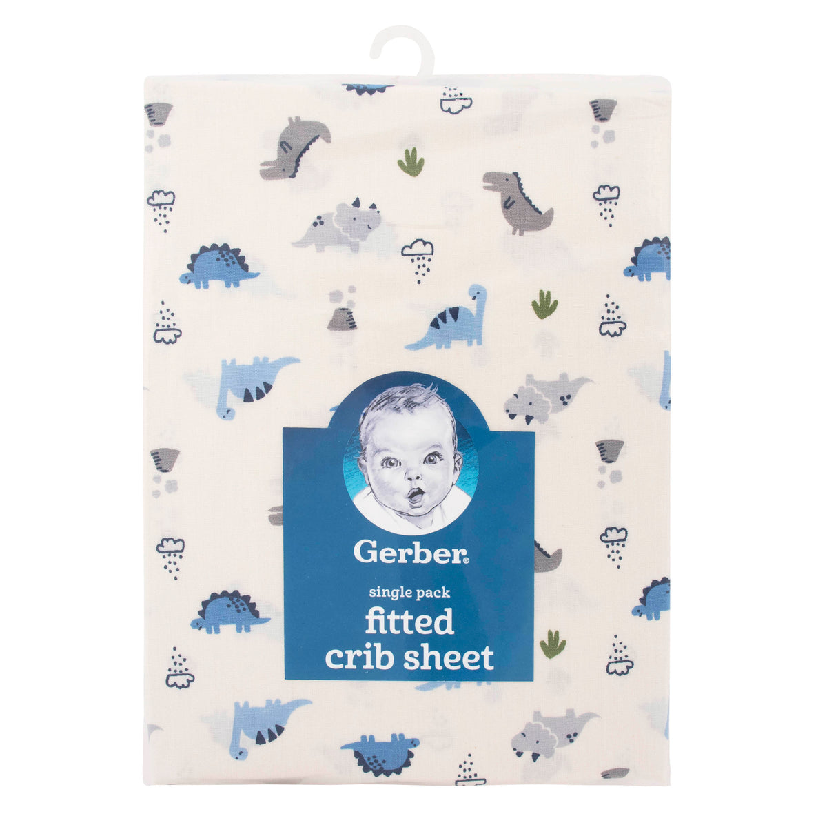 Boys Blue Dinosaur Fitted Crib Sheet, additional view 1