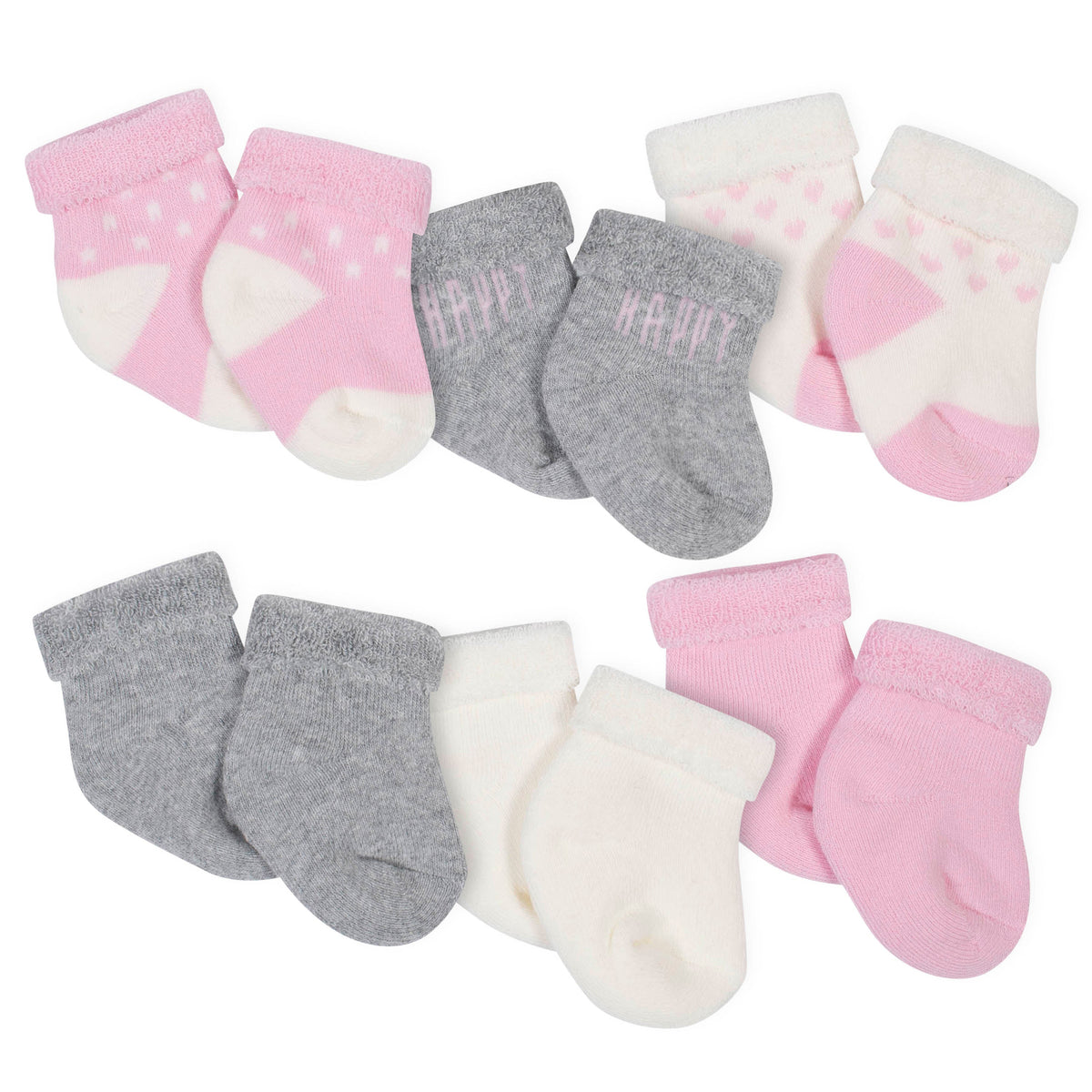 6-Pack Girls Happy Terry Bootie Socks