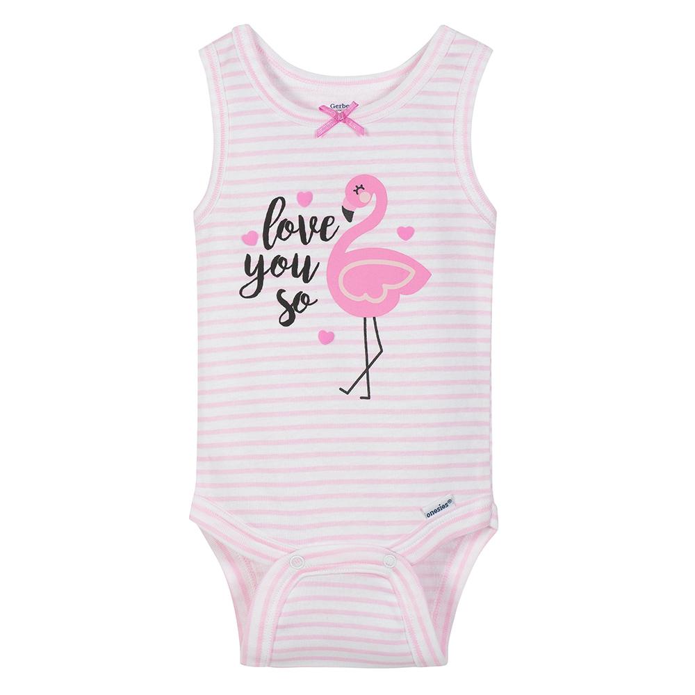 4-Pack Girls Flamingo Sleeveless Onesies Bodysuits, additional view 1