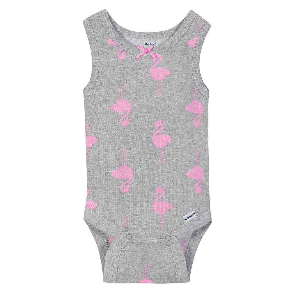 4-Pack Girls Flamingo Sleeveless Onesies Bodysuits, additional view 3