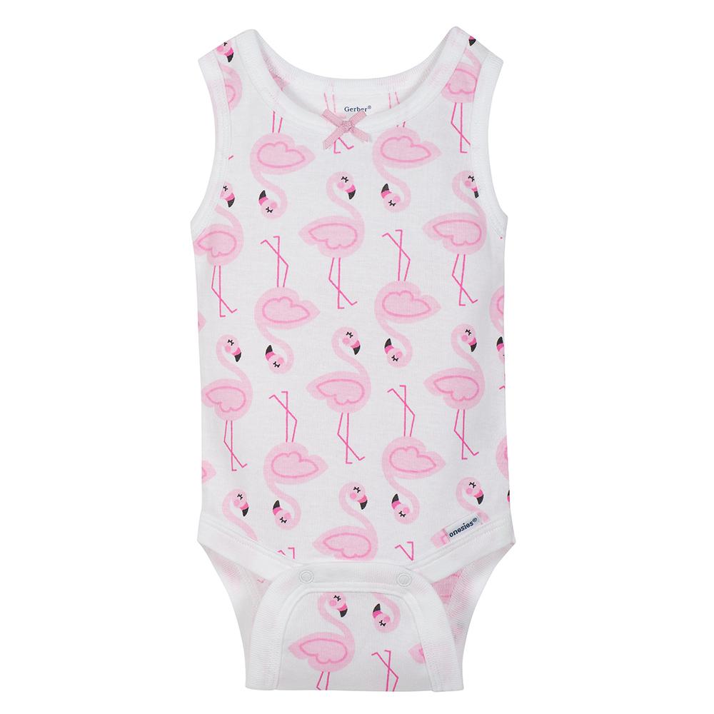 4-Pack Girls Flamingo Sleeveless Onesies Bodysuits, additional view 4