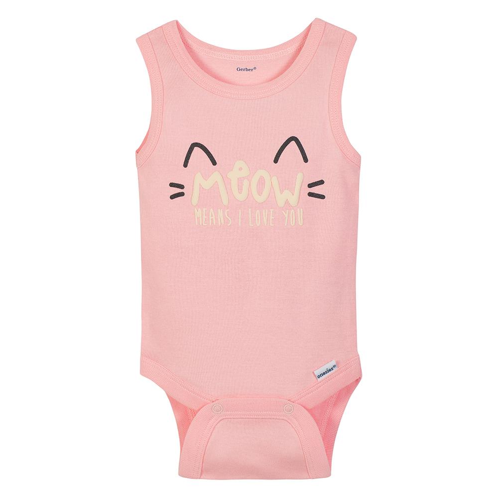 4-Pack Girls Kitten Sleeveless Onesies Bodysuits, additional view 3