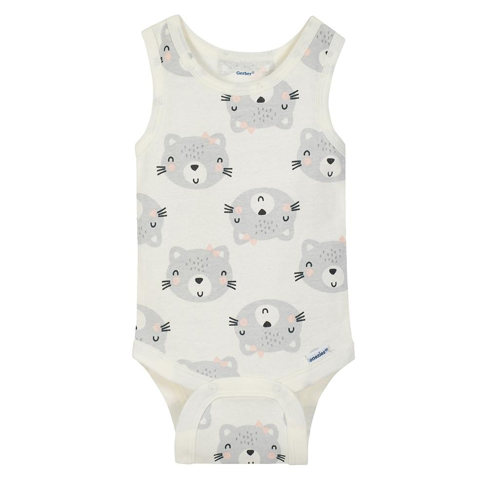 4-Pack Girls Kitten Sleeveless Onesies Bodysuits, additional view 5