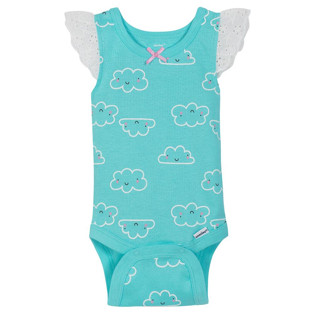 4-Pack Girls Clouds Sleeveless Onesies Bodysuits, additional view 4