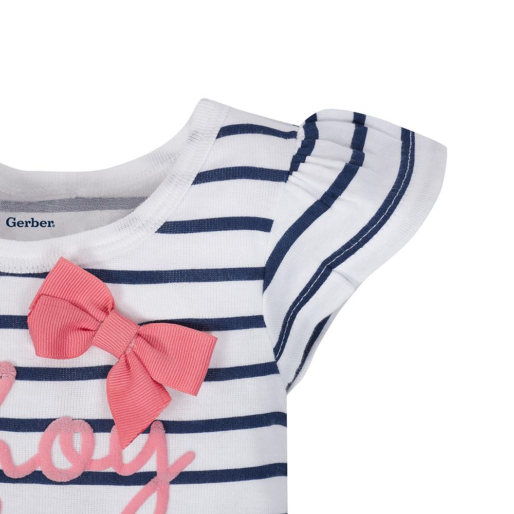 4-Pack Girls Navy & Pink Short Sleeve Onesies Bodysuits, additional view 2