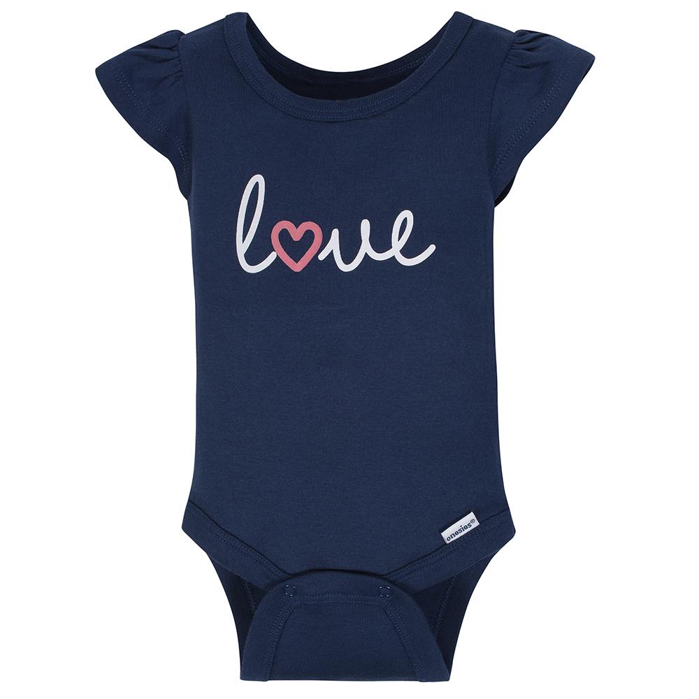 4-Pack Girls Navy & Pink Short Sleeve Onesies Bodysuits, additional view 3