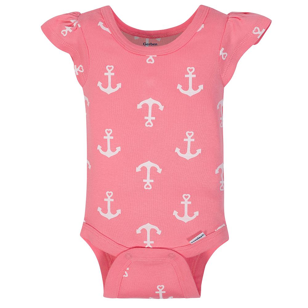 4-Pack Girls Navy & Pink Short Sleeve Onesies Bodysuits, additional view 4