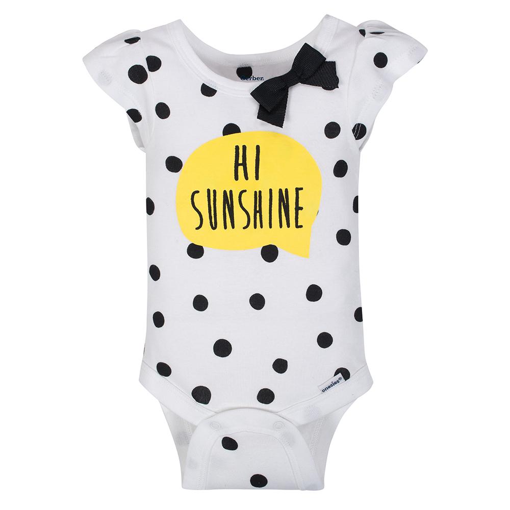 4-Pack Girls Sunshine Short Sleeve Onesies Bodysuits, additional view 1