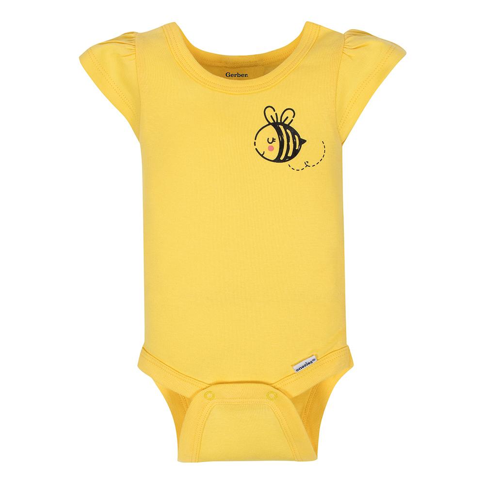 4-Pack Girls Sunshine Short Sleeve Onesies Bodysuits, additional view 3