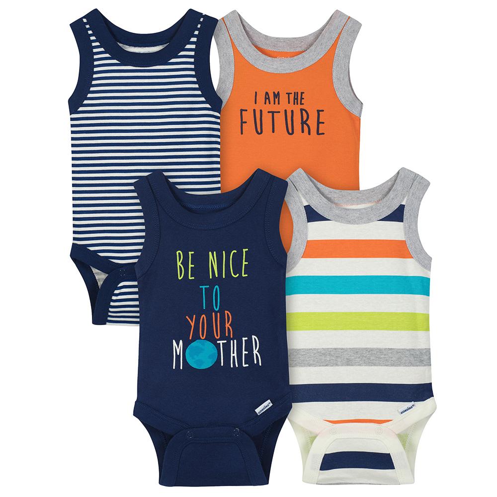 4-pack Boys Sleeveless Onesies Bodysuits
