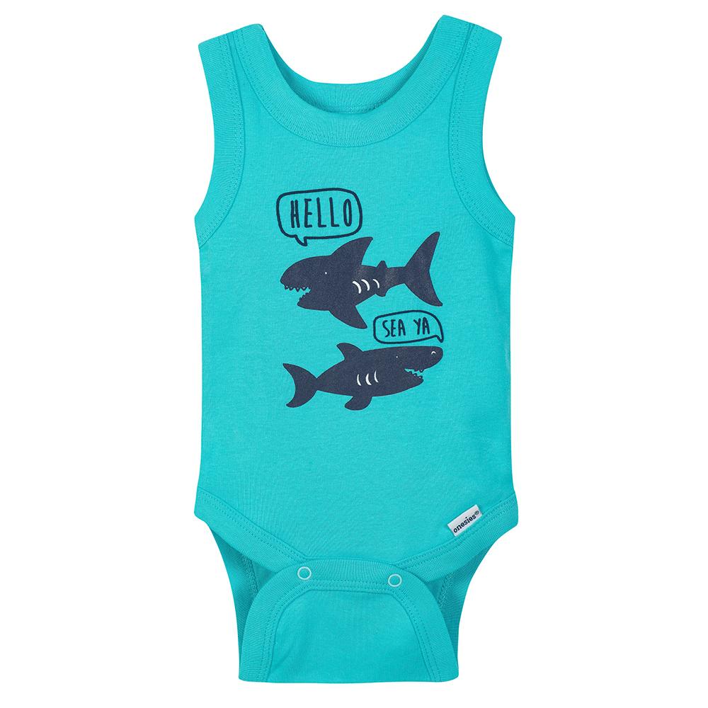 4-pack Boys Sharks Sleeveless Onesies Bodysuits, additional view 1