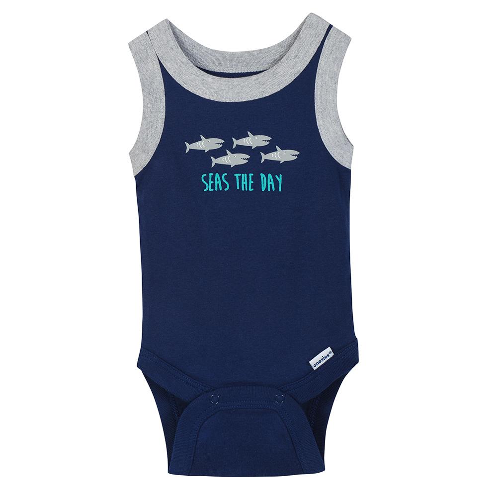 4-pack Boys Sharks Sleeveless Onesies Bodysuits, additional view 2