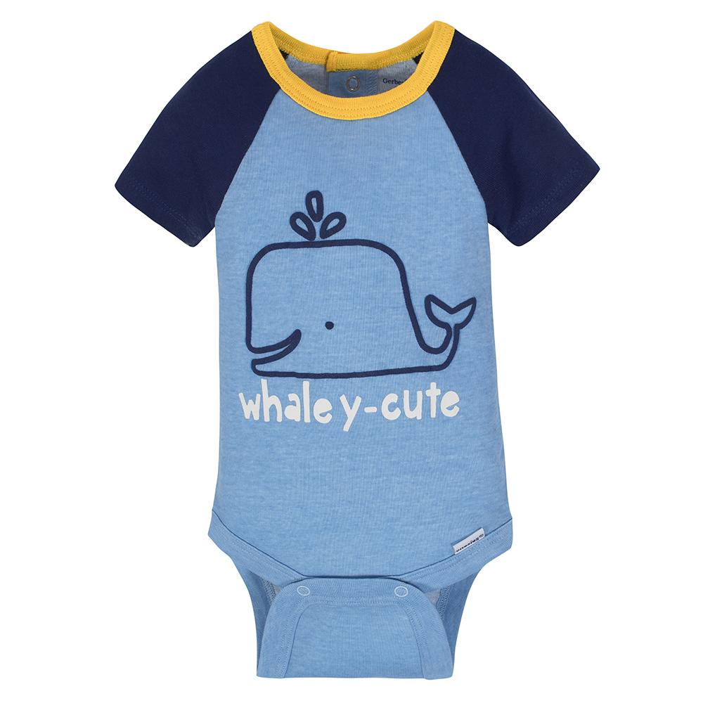 4-Pack Boys Whale Short Sleeve Onesies Bodysuits, additional view 1