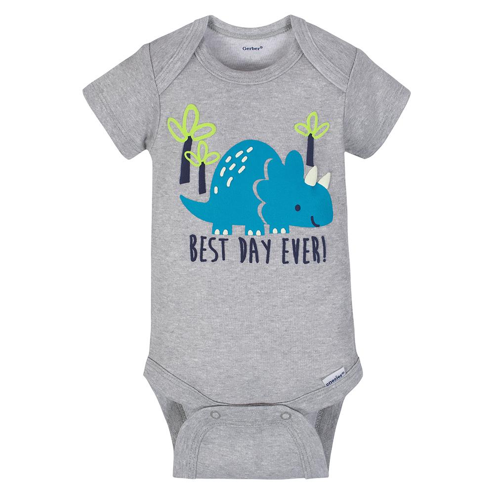 4-Pack Boys Dino Short Sleeve Onesies Bodysuits, additional view 1