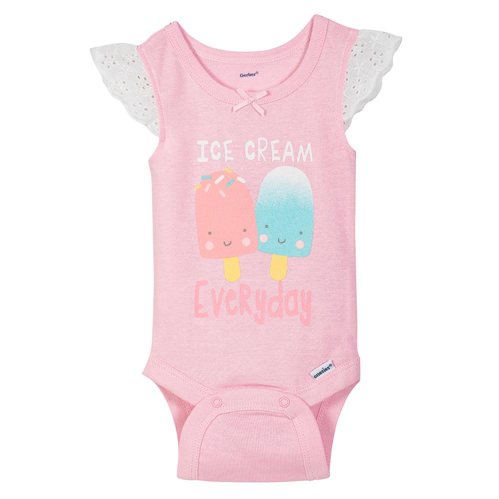 4-Pack Girls Ice Cream Sleeveless Onesies Bodysuits, additional view 1