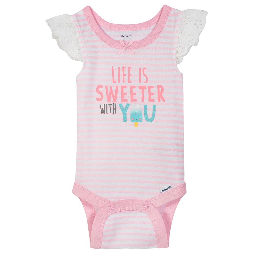 4-Pack Girls Ice Cream Sleeveless Onesies Bodysuits, additional view 2
