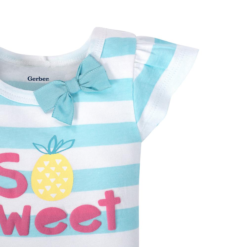 4-Pack Girls Happy Short Sleeve Onesies Bodysuits, view 2