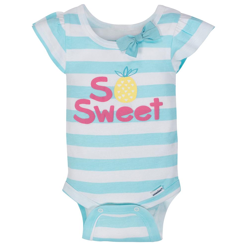 4-Pack Girls Happy Short Sleeve Onesies Bodysuits, view 3
