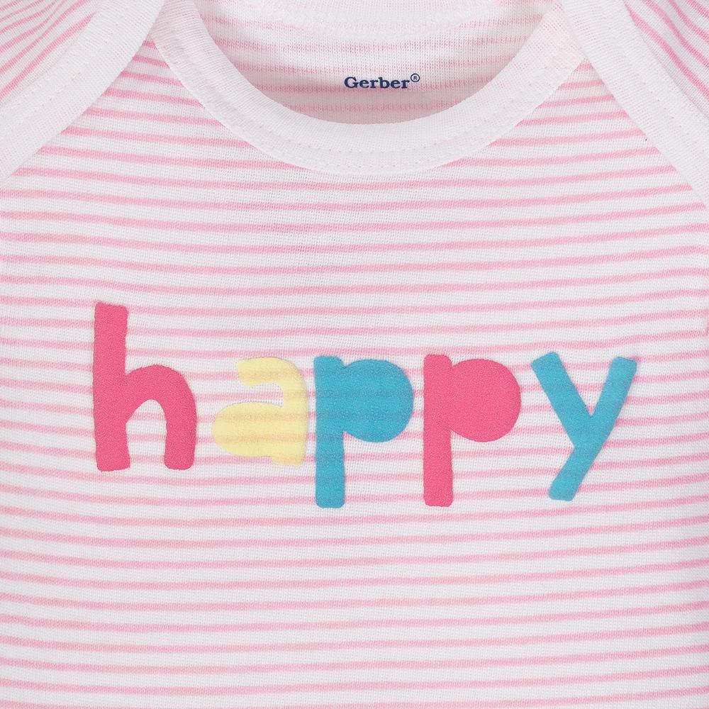 4-Pack Girls Happy Short Sleeve Onesies Bodysuits, view 4