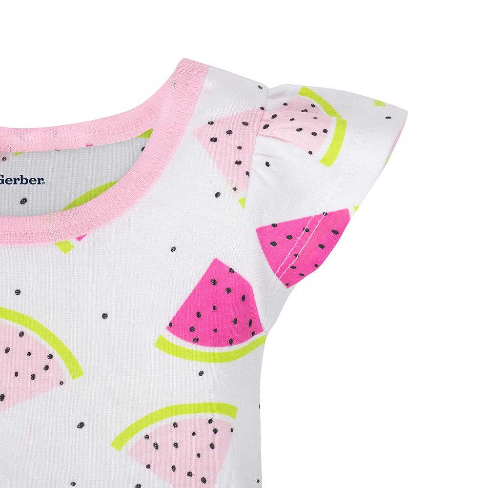 4-Pack Girls Watermelon Short Sleeve Onesies Bodysuits, additional view 2