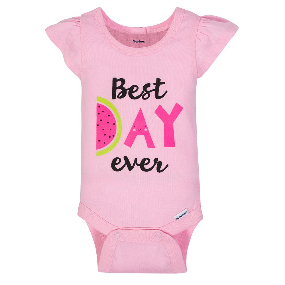 4-Pack Girls Watermelon Short Sleeve Onesies Bodysuits, additional view 3