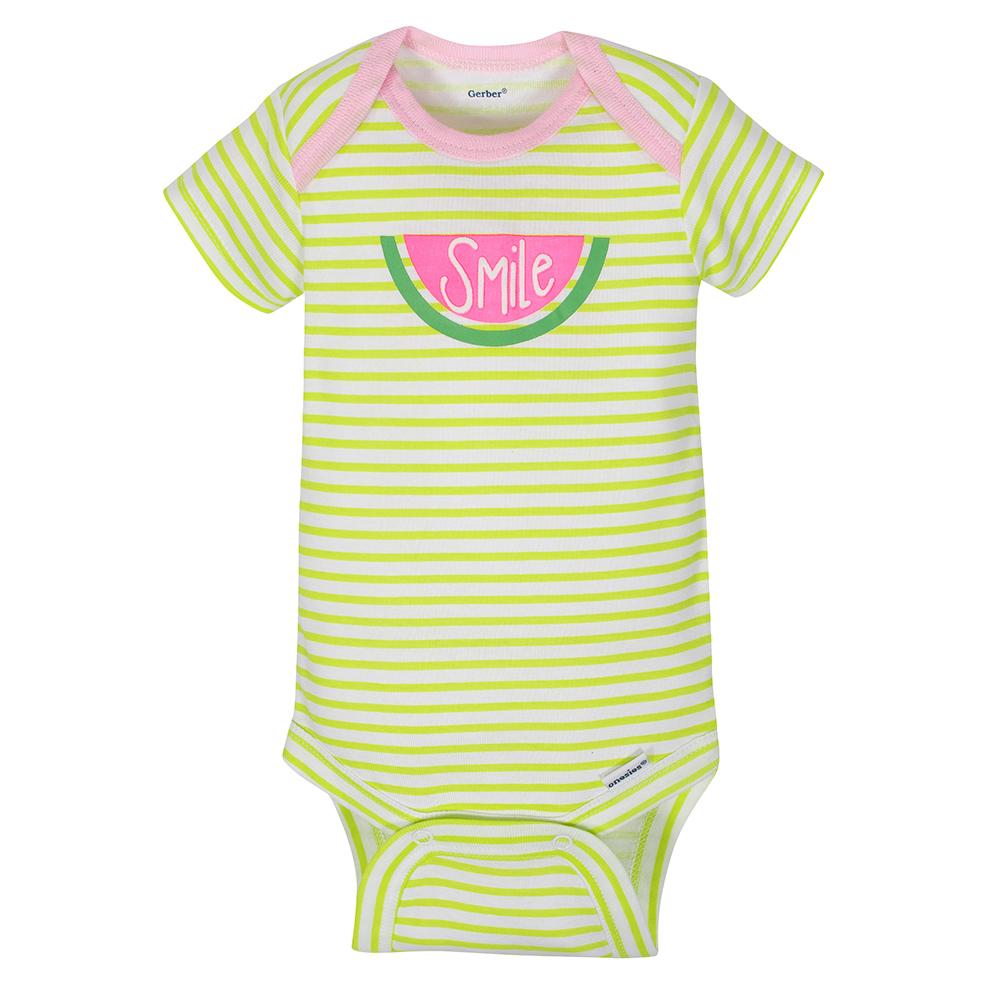 4-Pack Girls Watermelon Short Sleeve Onesies Bodysuits, additional view 5