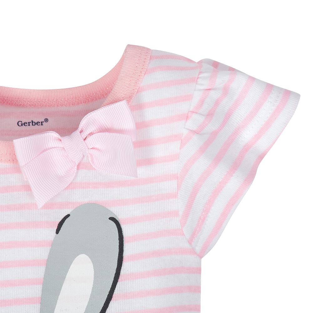 4-Pack Girl Bunny Short Sleeve Onesies Bodysuits, additional view 2