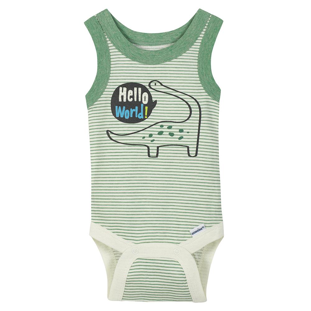4-Pack Boys Dino Sleeveless Onesies Bodysuits, additional view 1