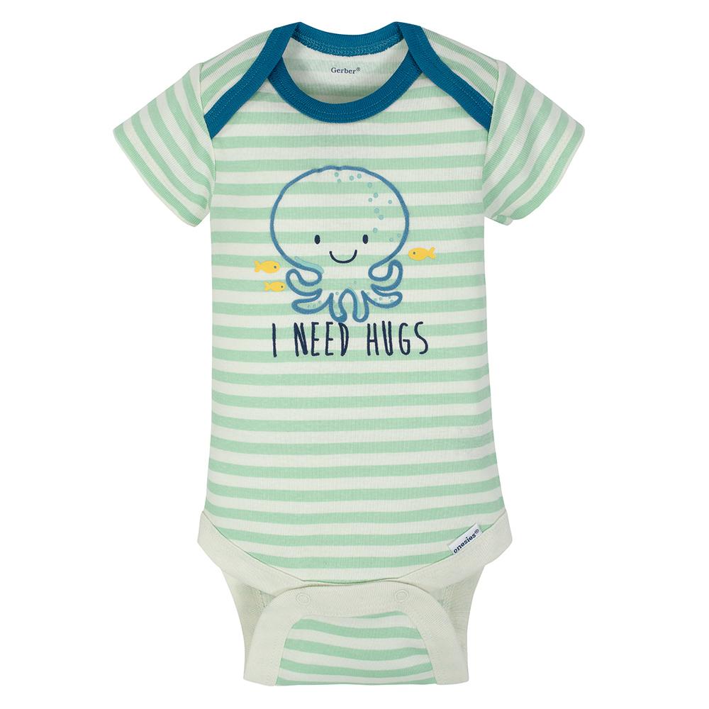4-Pack Boys Squid Short Sleeve Onesies Bodysuits, additional view 4