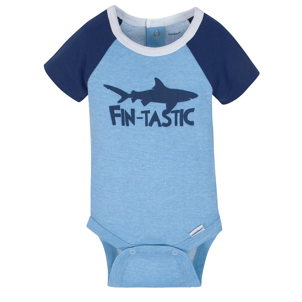 4-Pack Boys Whale Short Sleeve Onesies Bodysuits, additional view 3