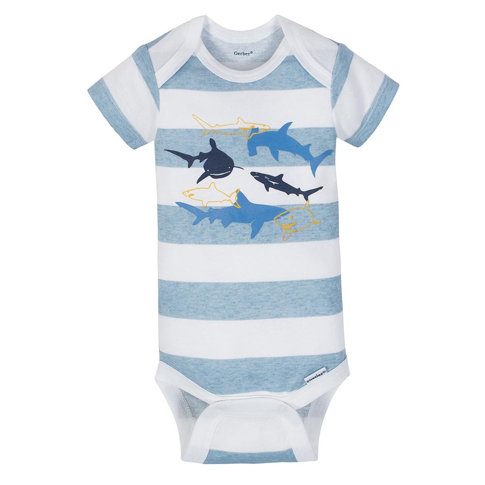 4-Pack Boys Whale Short Sleeve Onesies Bodysuits, additional view 5