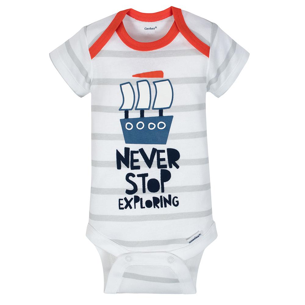 4-Pack Boys Sailing Short Sleeve Onesies Bodysuits, additional view 1