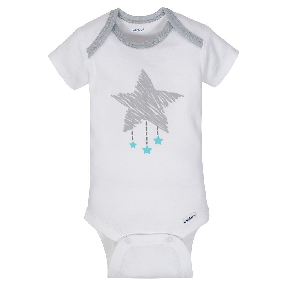 4-Pack Stars Neutral Short Sleeve Onesies Bodysuits, additional view 3