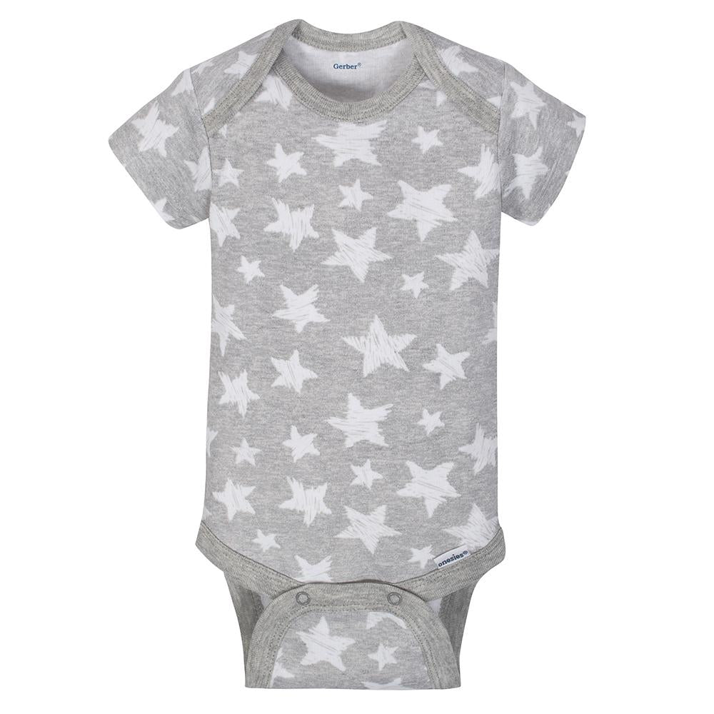 4-Pack Stars Neutral Short Sleeve Onesies Bodysuits, additional view 4