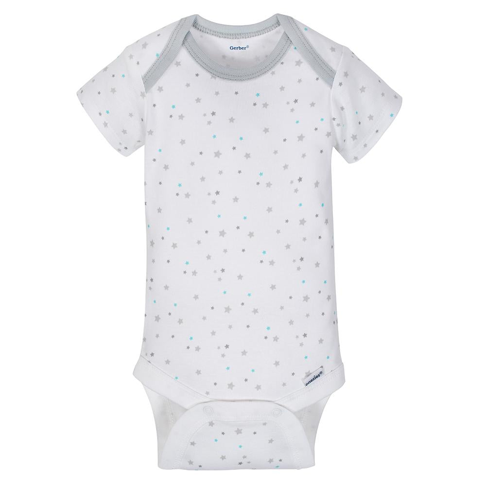 4-Pack Stars Neutral Short Sleeve Onesies Bodysuits, additional view 5