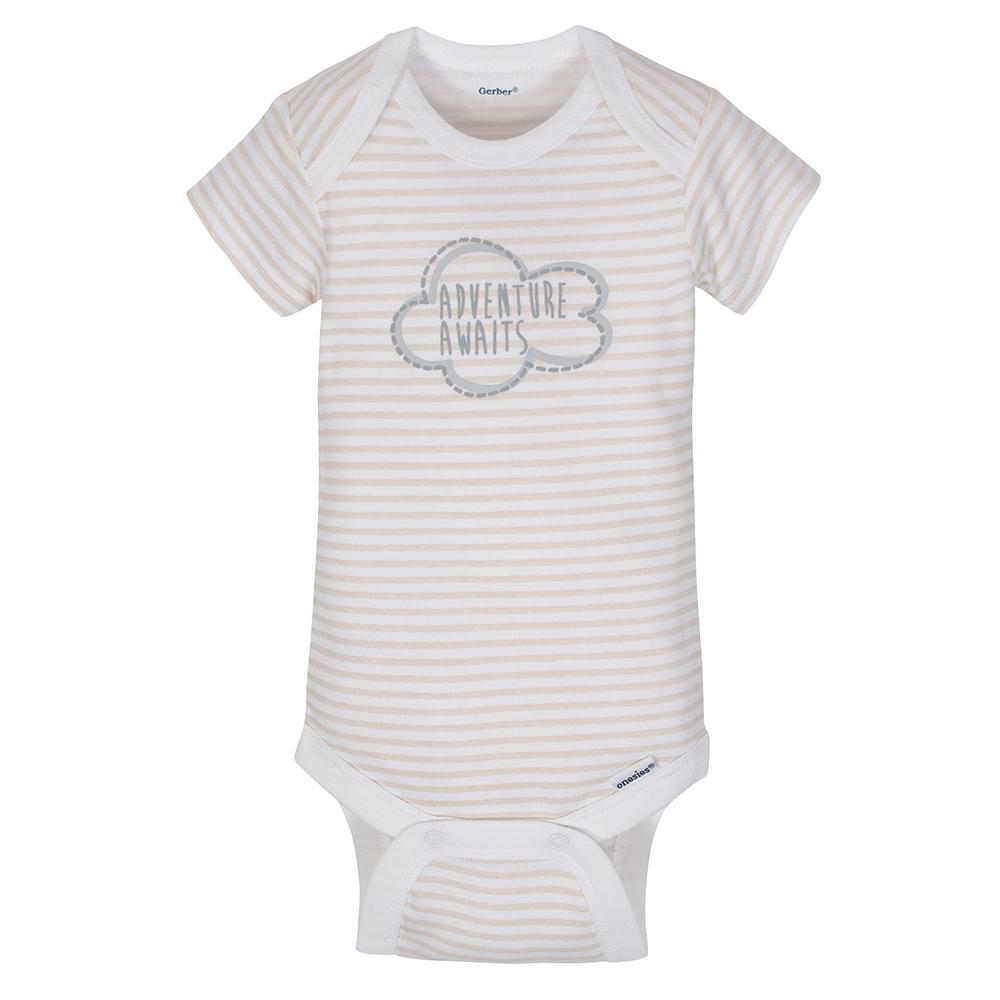 4-Pack Neutral Clouds Short Sleeve Onesies Bodysuits, additional view 1