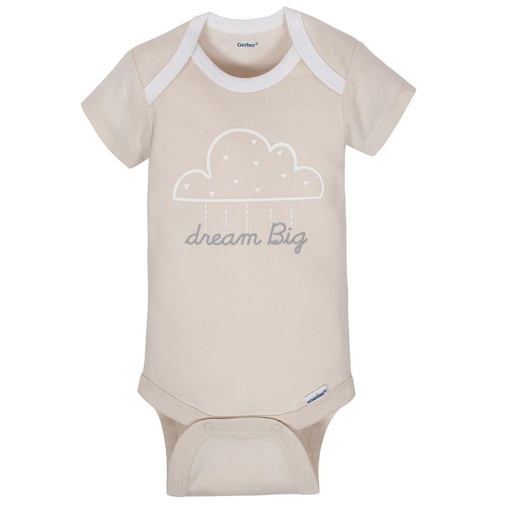 4-Pack Neutral Clouds Short Sleeve Onesies Bodysuits, additional view 2
