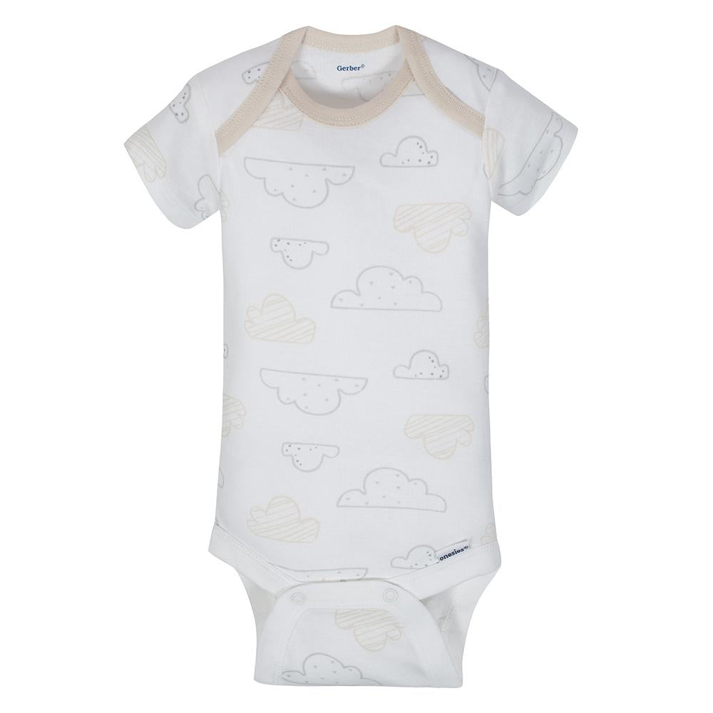 4-Pack Neutral Clouds Short Sleeve Onesies Bodysuits, additional view 3