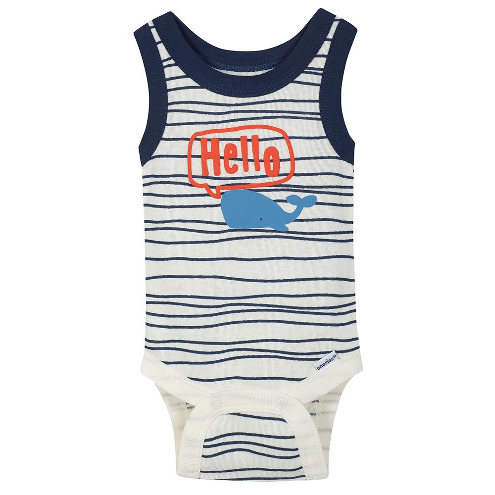 4-Pack Boys Whale Sleeveless Onesies Bodysuits, additional view 1