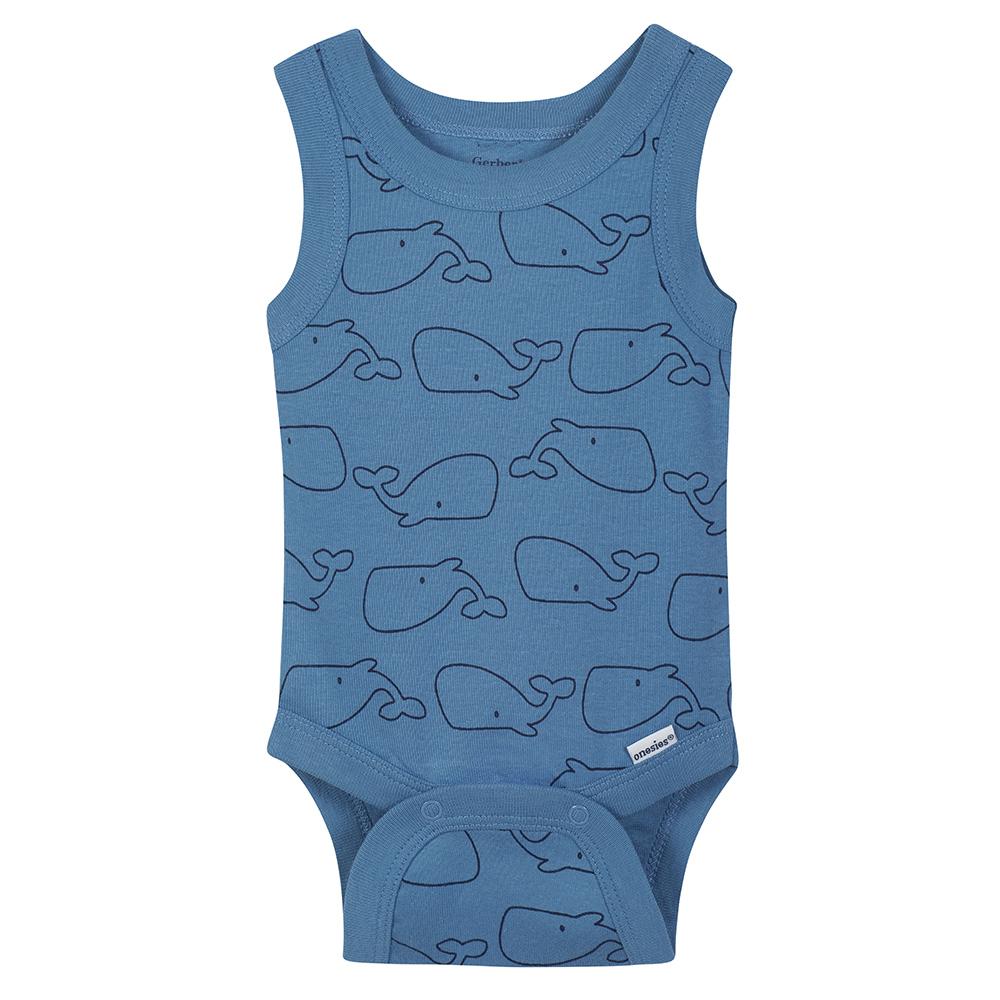 4-Pack Boys Whale Sleeveless Onesies Bodysuits, additional view 3
